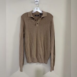 NWT Kenneth Cole Heritage Sweater Collection Oatmeal Heather Polo Sweater. Small
